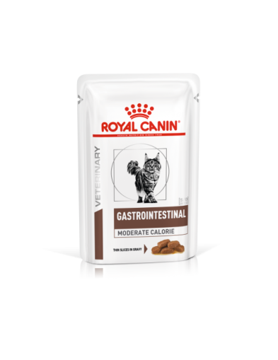 Пауч ROYAL CANIN Gastrointestinal Moderate Calorie  - за котки при храносмилателни разстройства,колит и запек 85гр. 