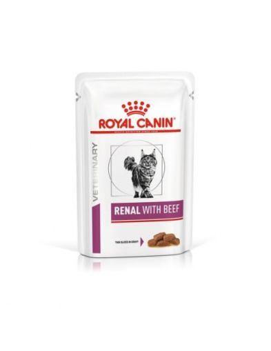 Пауч ROYAL CANIN Renal Beef  - лечебна храна за котки с бъбречна недостатъчност с говеждо. 85гр.