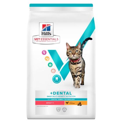 Hill’s Vet Essentials Multi-Benefit + Dental Adult с пилешко - суха храна за здрави зъби и венци за котки 1-6 год.