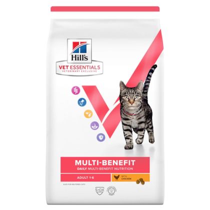 Hill’s Vet Essentials Multi-Benefit – суха храна с пилешко за котки 1 – 6 год.