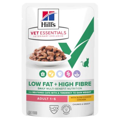 Пауч Hill's Vet Essentials Low Fat+High Fibre Cat - с пилешко и зеленчуци 0.85гр