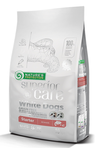 NATURE'S PROTECTION White Dogs Starter - за бебета кучета от всички породи с бяла козина със сьомга