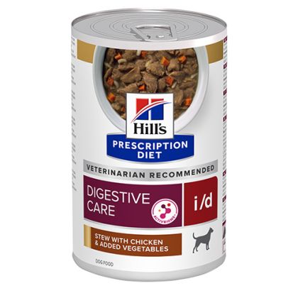 Консерва Hill’s Dog i/d Digestive Care AB+ Stew - лечебна храна за кучета с храносмилателни разстройства и за възстановяване задушено пилешко със зеленчуци