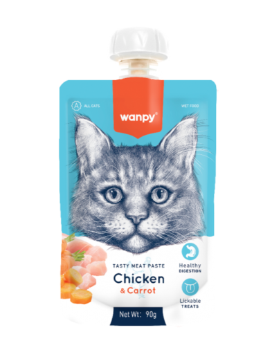 WANPY Chicken & Carrot - месна паста за котки с пиле и морков 90г