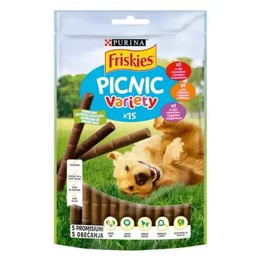 PURINA FRISKIES Picnic Variety - лакомство за кучета в зряла възраст, асорти 15 бр.