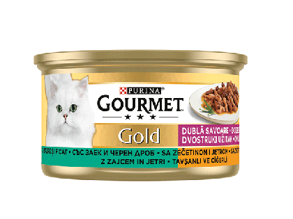  Консерва PURINA GOURMET Gold - храна за котки със заек и черен дроб 85гр.