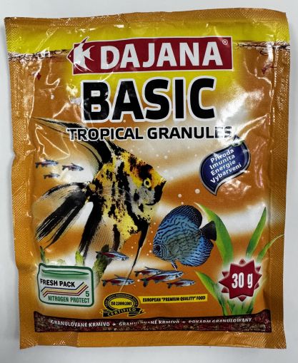 DAJANA  BASIC TROPICAL GRANULES 30гр. - храна за тропически риби и дискуси