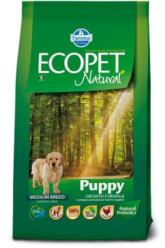 Farmina ECOPET NATURAL Puppy - суха храна за подрастващи средни и едри породи кучета 12кг