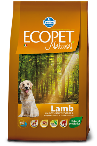 Farmina ECOPET NATURAL Adult Lamb- суха храна за средни и едри породи кучета с агнешко 12кг