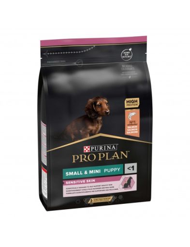 PURINA PRO Plan Dog Puppy Small/Mini Sensitive Skin Salmon & Rice -  за малки кученца от дребни и малки породи, с високо съдържание на сьомга