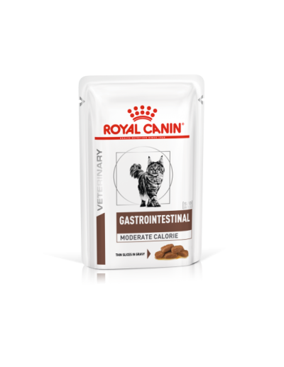 Пауч ROYAL CANIN Gastrointestinal Moderate Calorie  - за котки при храносмилателни разстройства,колит и запек 85гр. 