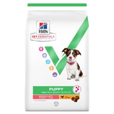 Hill’s Vet Essentials Puppy Medium – суха храна за средни кученца от 4 седмици до 18 месеца с пилешко