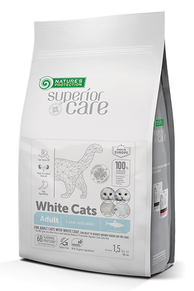 NATURE'S PROTECTION White Cat Adult - за израснали котки с бяла козина с херинга