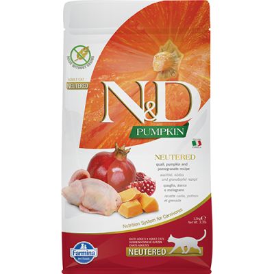 N&D PUMPKIN NEUTERED - за кастрирани котки с пъдпъдък, тиква и нар