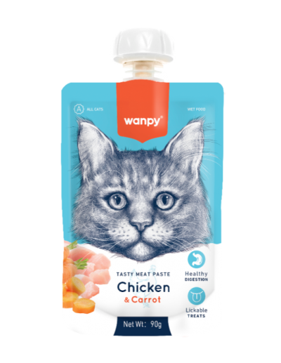 WANPY Chicken & Carrot - месна паста за котки с пиле и морков 90г