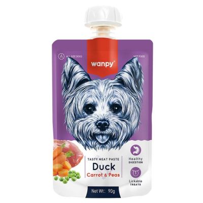 WANPY Duck, Carrot & Pea - месна паста за кучета с патица, морков и грах 90г