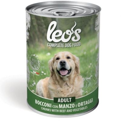 Консерва Leo’s Dog Adult -  храна за кучета с телешко и зеленчуци 0.415гр