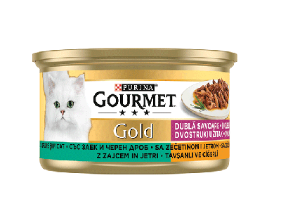  Консерва PURINA GOURMET Gold - храна за котки със заек и черен дроб 85гр.