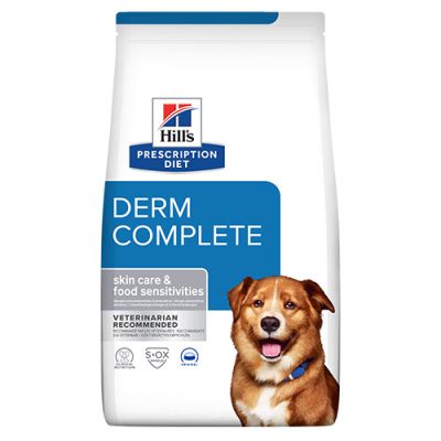 Hill’s Dog Derm Complete - лечебна храна за кучета от средни и едри породи с хранителни алергии и алергии от околната среда с ориз и яйца