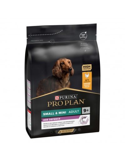 PURINA PRO PLAN Dog Small/Mini Age Defence 9+ - за възрастни кучета от малки и мини породи над 9 годишна възраст, с богато съдържание на пиле